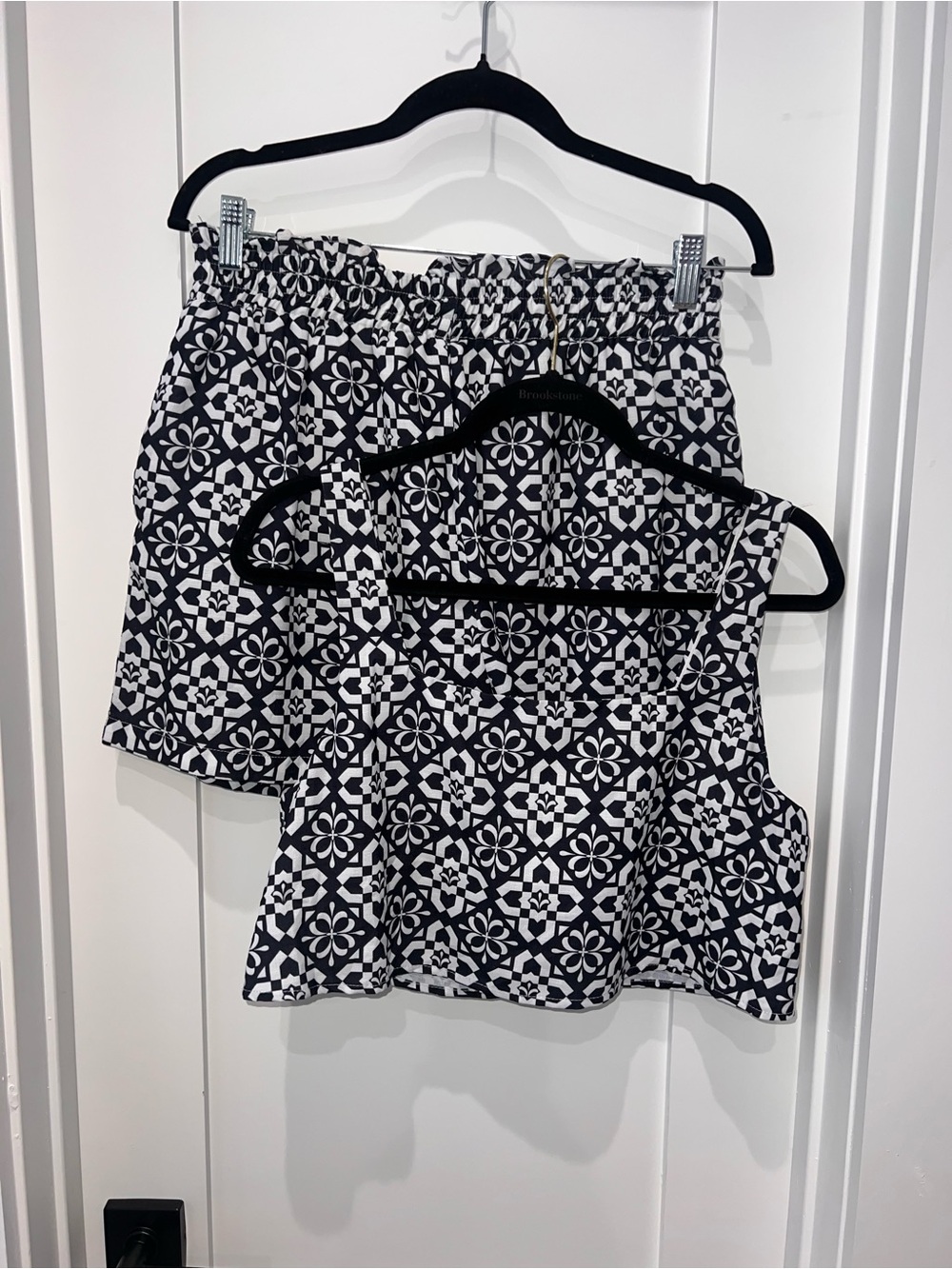 Black & White Geometric Two-Piece Short Set